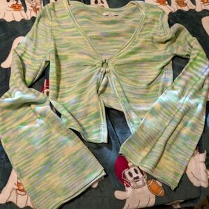 American Eagle Outfitters Green and Blue Long Sleeve Top